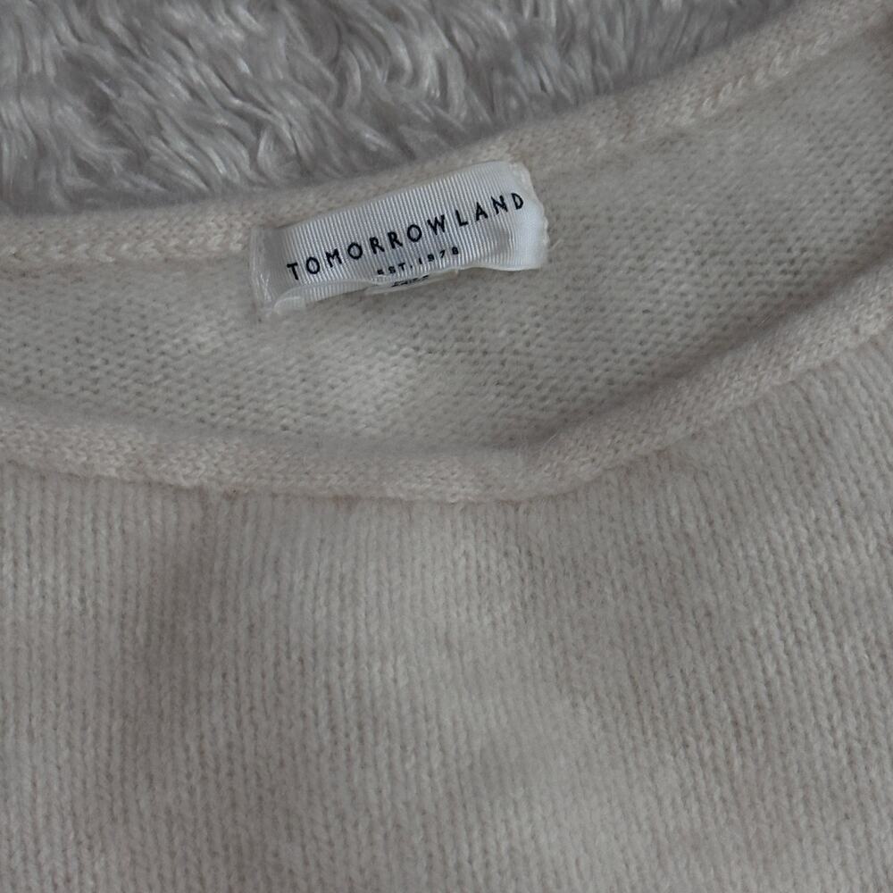 Tomorrowland Womens Small Brushed Cashmere Flared Sleeve Cream Crewneck Sweater - Picture 6 of 9